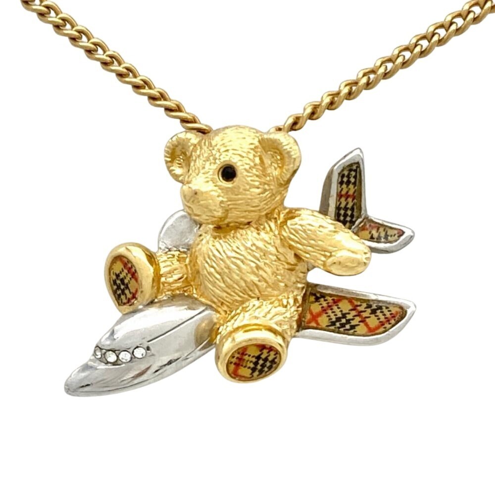 Burberry JAL 50th Anniversary Limited Edition Bear & Airplane Necklace, Metal...